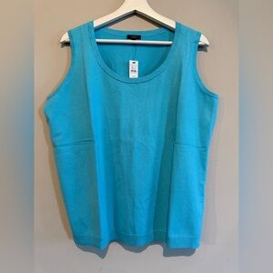 NWT TALBOTS SOLID TANK Shirt Casual Sleeveless Blue Women Plus 2Xp Travel